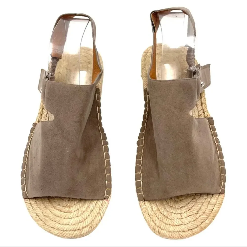 NEW - Espadrilles faux suede slingback tan size 10